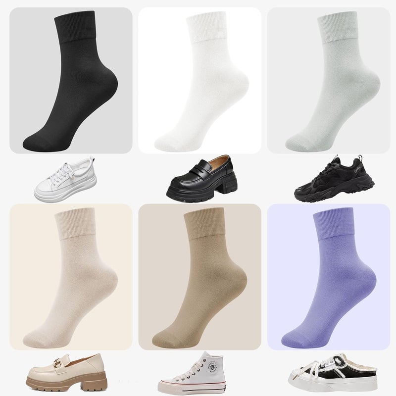 Socksfad Store 6 Pairs Thin Ankle Socks for Women, Womens Cotton Casual Dress Crew Lightweight Breathable Colorful Socks Size 5-9 - Image 5